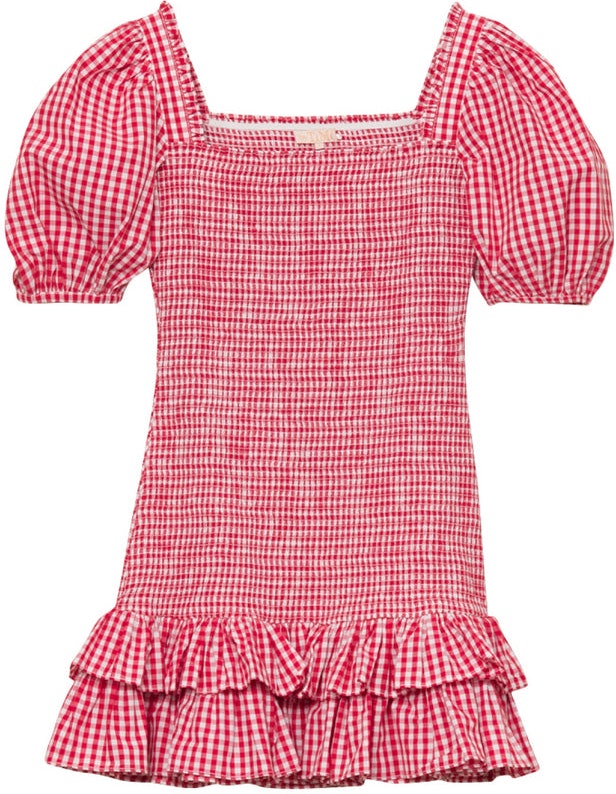Checks Mini Smocking Dress - Red Checks