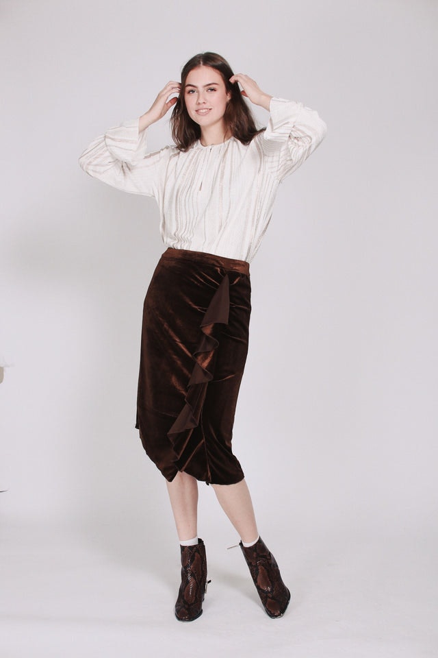 Johanna Velvet Skirt - Brown - Line of Oslo - Skjørt - VILLOID.no