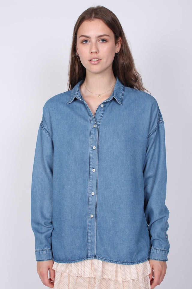 Lyle Shirt - Blue Denim - Second Female - Bluser & Skjorter - VILLOID.no