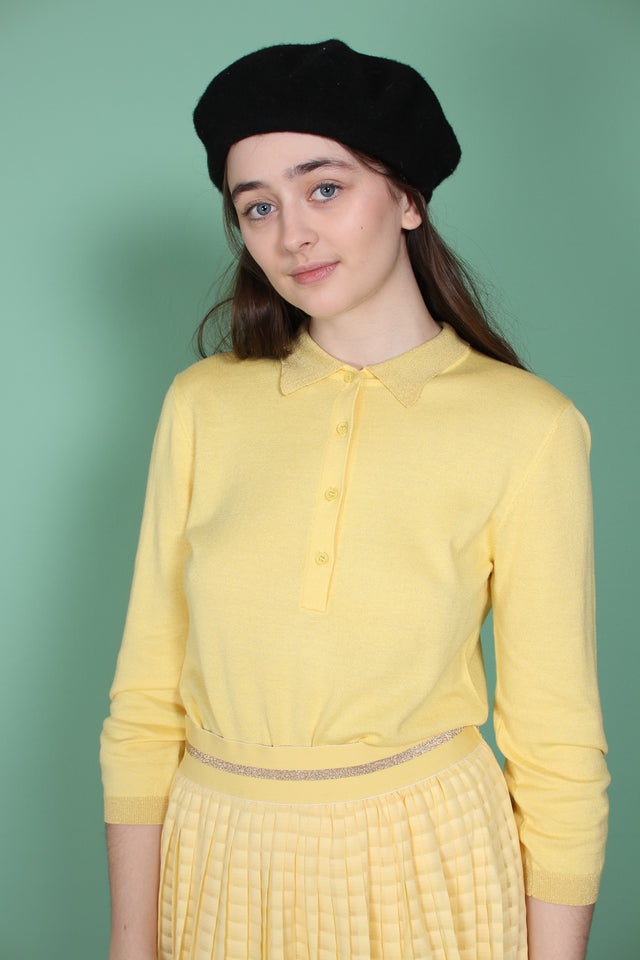 Ursula Knit Polo - Sunshine - Second Female - Gensere - VILLOID.no