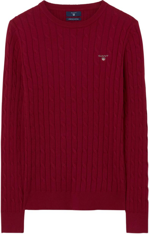 Stretch Cotton Cable Crew - Raspberry Red - GANT - Gensere - VILLOID.no