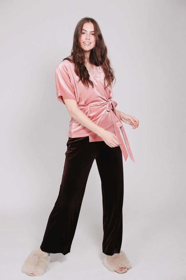 Tara Velvet Blouse - Pink - Line of Oslo - Bluser & Skjorter - VILLOID.no