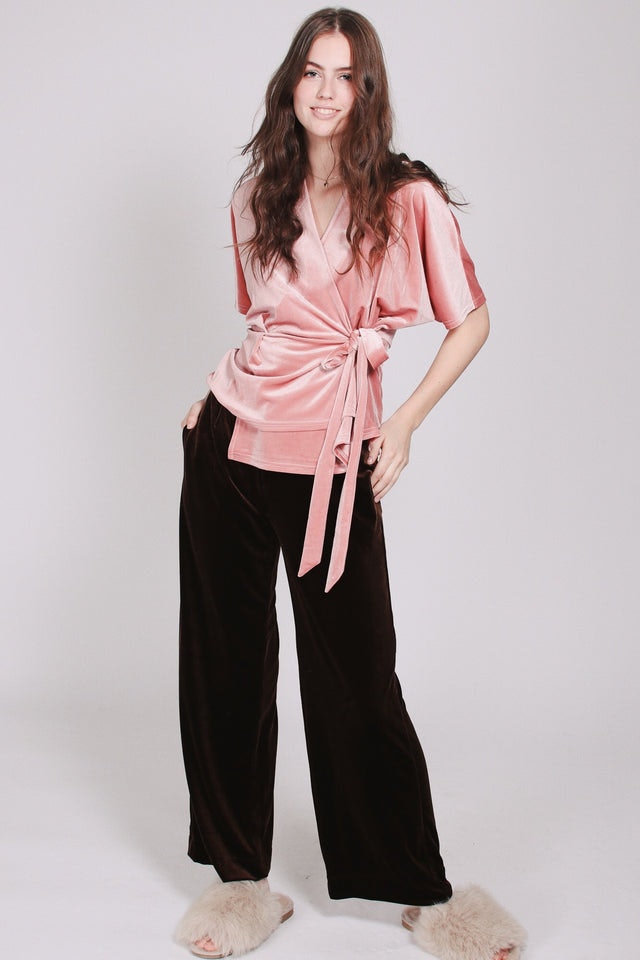 Tara Velvet Blouse - Pink - Line of Oslo - Bluser & Skjorter - VILLOID.no