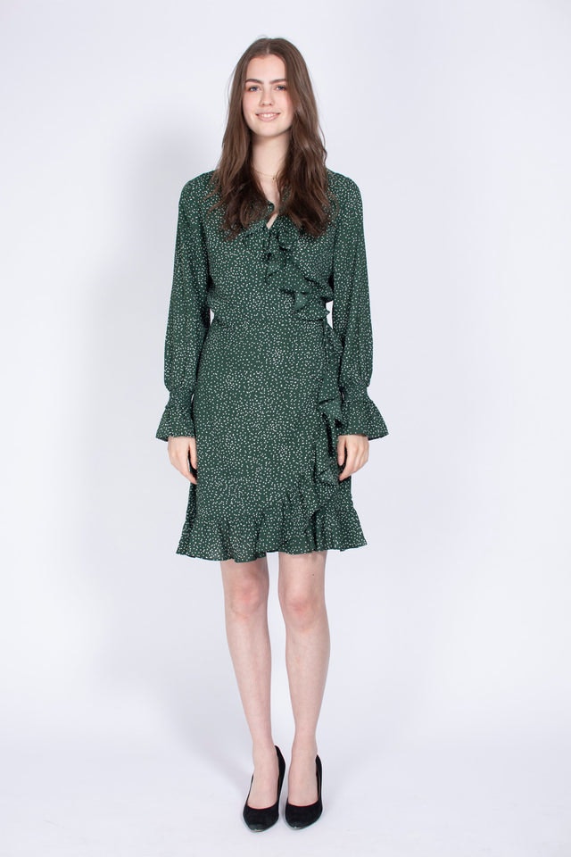 Image Wrap Dress - Green Dot - Just Female - Kjoler - VILLOID.no