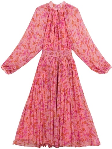 Chiffon Midi Dress - Pink Garden - ByTimo - Kjoler - VILLOID.no