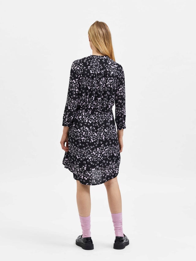 Damina 7/8 Aop Dress - Black
