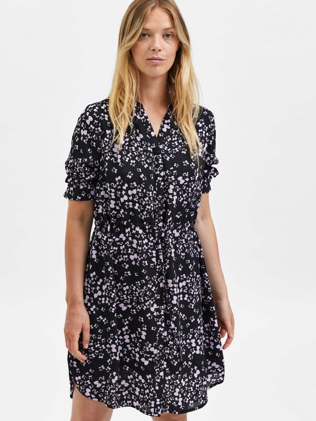 Damina 7/8 Aop Dress - Black