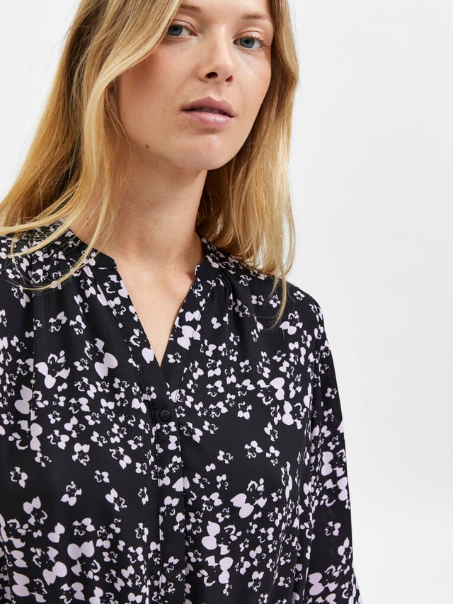 Damina 7/8 Aop Dress - Black