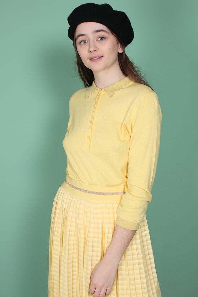 Ursula Knit Polo - Sunshine - Second Female - Gensere - VILLOID.no