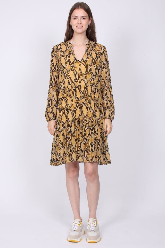 Snake Midi Dress - Chai Tea - Second Female - Kjoler - VILLOID.no