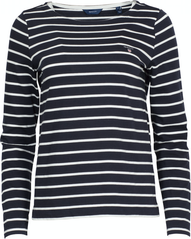 Breton Stripe Boatneck Jumper - Evening Blue - GANT - Gensere - VILLOID.no