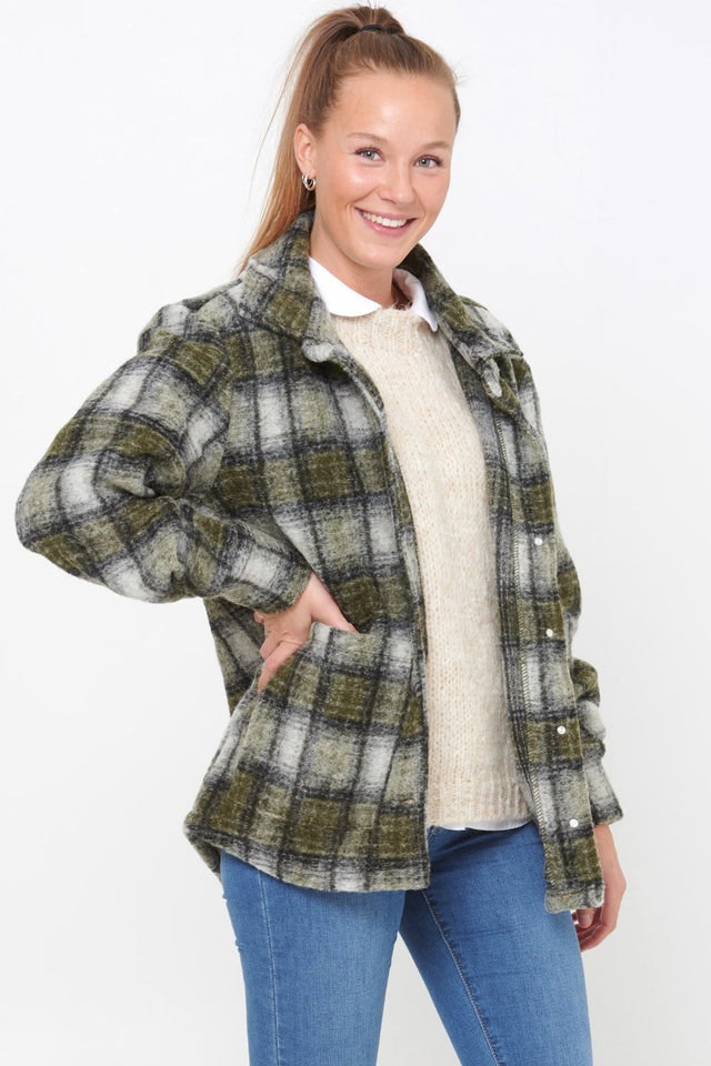 Viksa Jacket Wool - Grey/Green