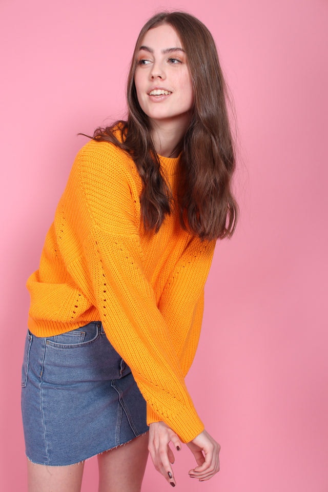 Nynne Knit O-neck - Blazing Orange - Second Female - Gensere - VILLOID.no