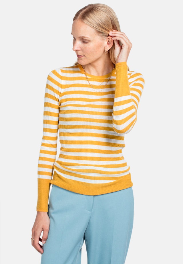 Wool Long Sleeve - Oker Stripe - Pierre Robert x Jenny Skavlan - Gensere - VILLOID.no