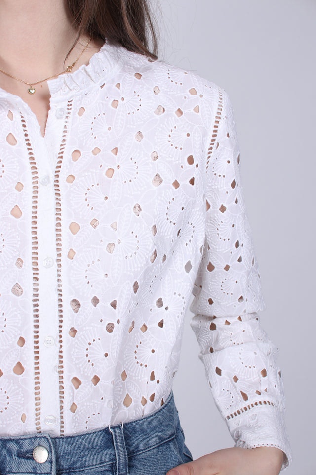 Lindy Lace Shirt - White - Second Female - Bluser & Skjorter - VILLOID.no
