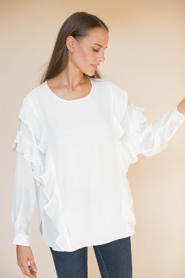 Vanessa short solidblouse - White - Line of Oslo - Bluser & Skjorter - VILLOID.no
