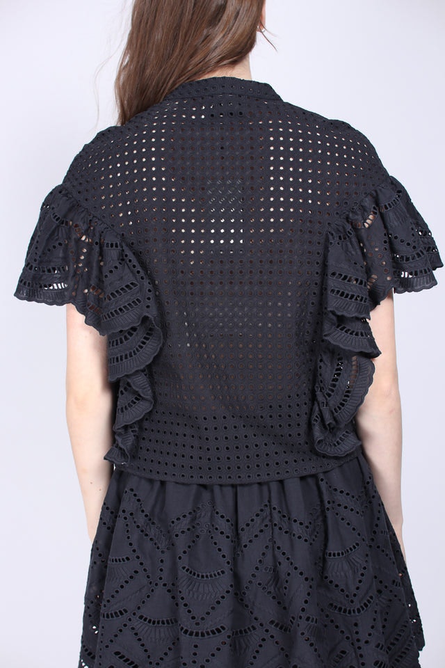 Zip Up Lace Top - Sky Captain - MAUD - T-skjorter & Topper - VILLOID.no