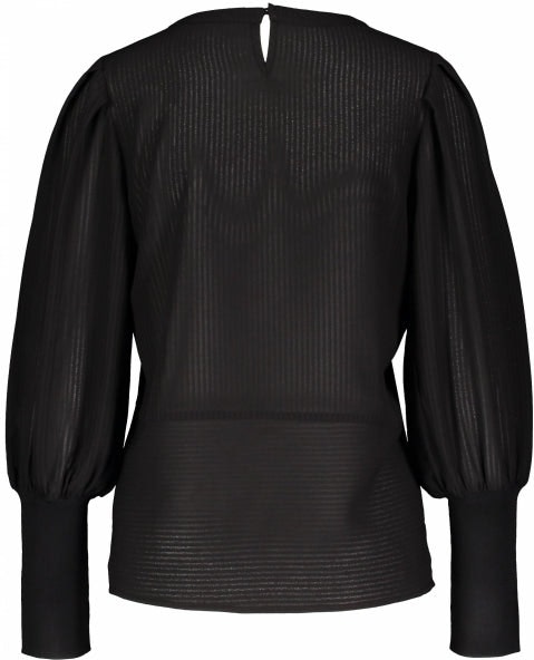 Striped Balloon Top - Black - MAUD - Bluser & Skjorter - VILLOID.no