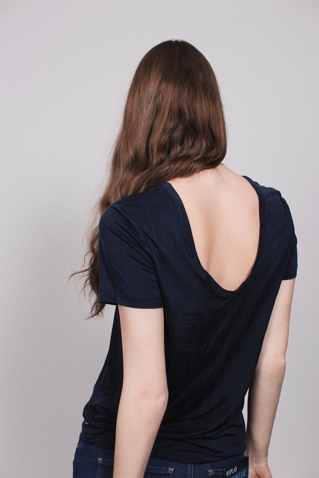 Cupro T-skjorte - Blue Nights - MAUD - T-skjorter & Topper - VILLOID.no