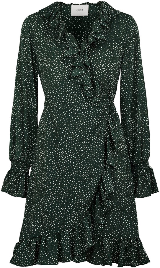 Image Wrap Dress - Green Dot - Just Female - Kjoler - VILLOID.no