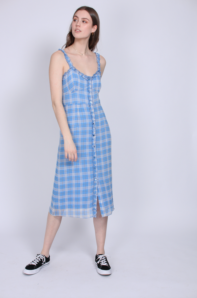 Terna Midi Strap Dress - Little Boy Blue - Second Female - Kjoler - VILLOID.no