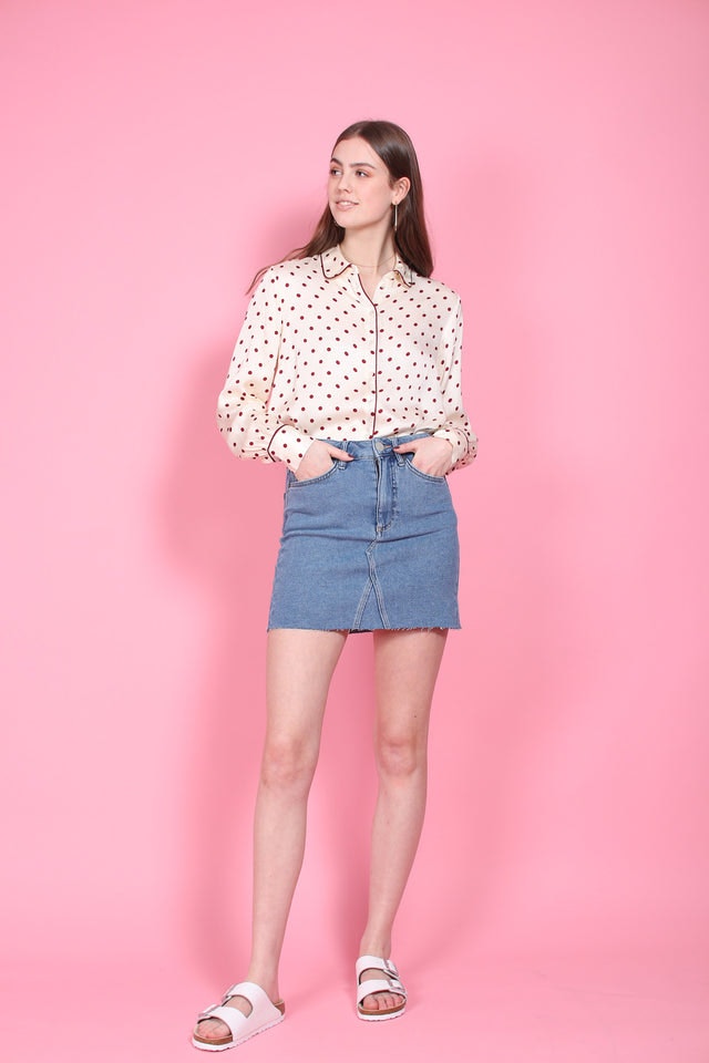 Sille MW Skirt - Blue denim - Second Female - Skjørt - VILLOID.no