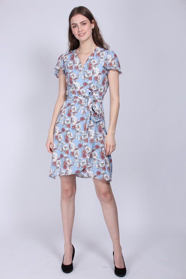 Flower Wrap Dress - Xenon Blue - MAUD - Kjoler - VILLOID.no