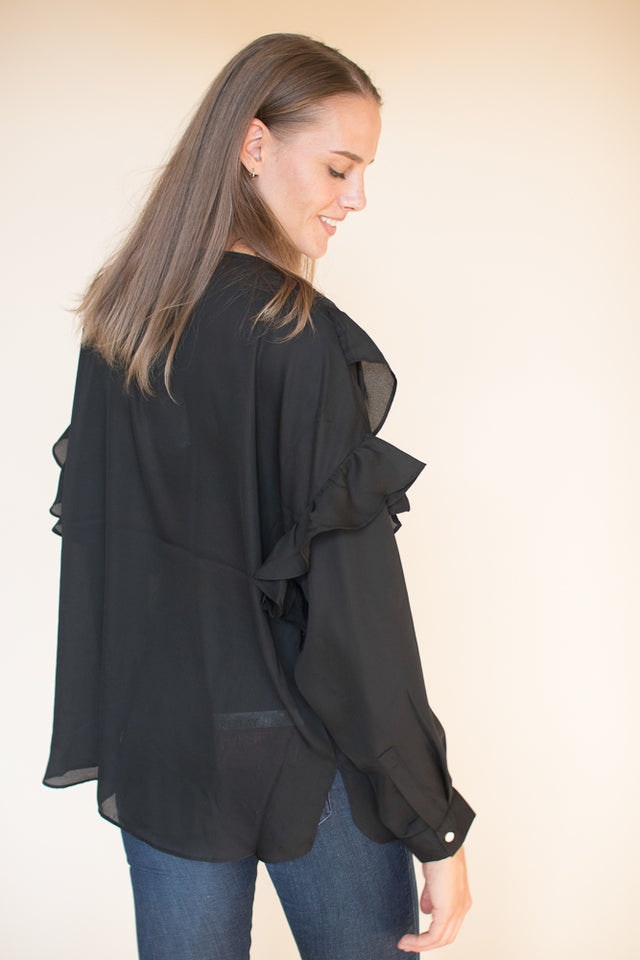 Vanessa short solidblouse - Black - Line of Oslo - Bluser & Skjorter - VILLOID.no