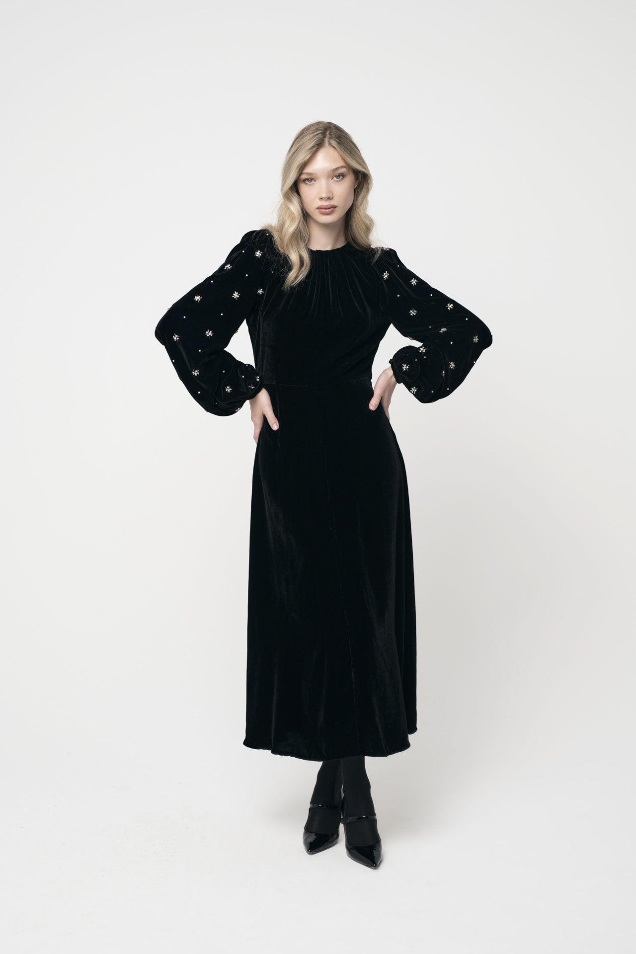 chinese dress ladies Black Velvet Bow Mini Dress – self-portrait