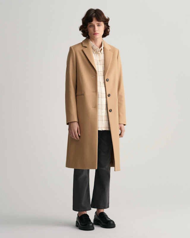 khaki wool blend coat