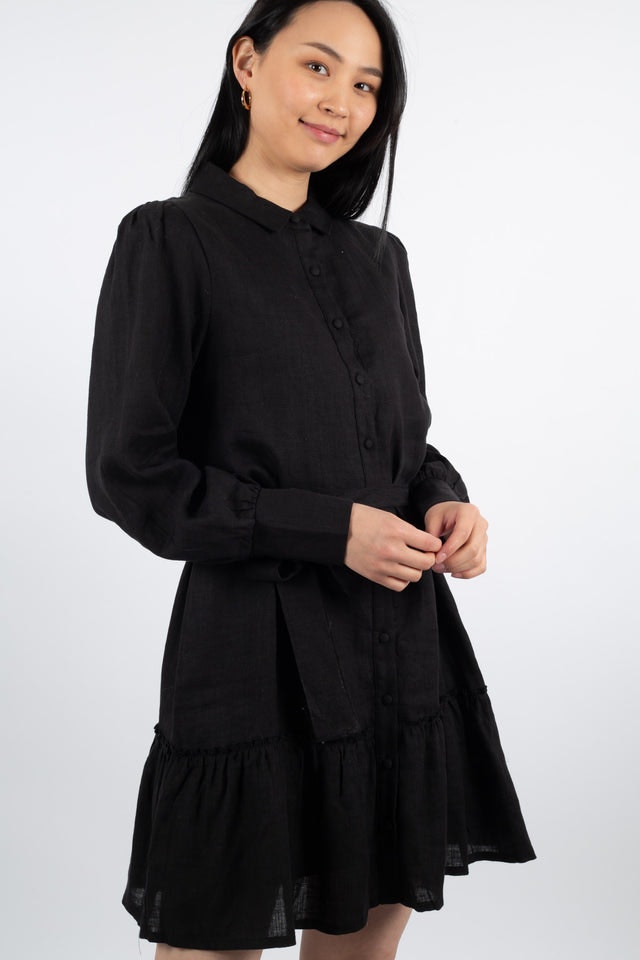 Silja Linen Dress - Black
