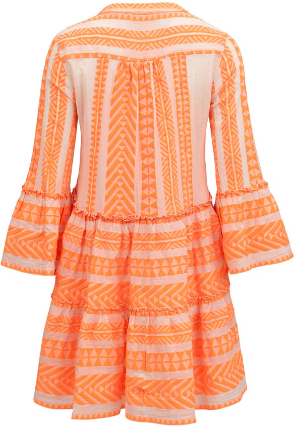 Ella Short Dress - Off White/N. Orange
