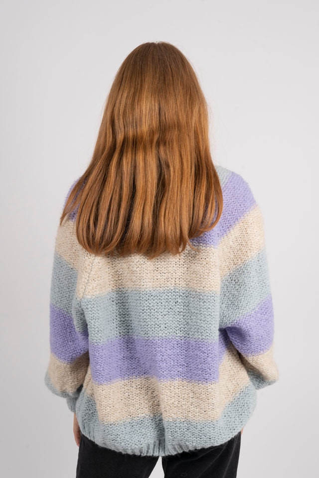 Fora Reversed Knit - Green/Lilac Mix