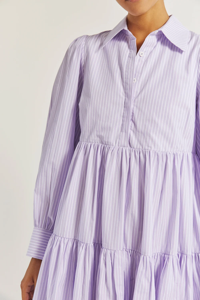 Allie Shirt Dress - Lavender Stripe