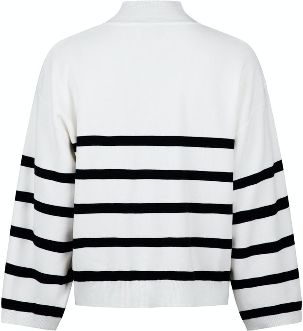 Ena Stripe Knit Blouse - Off White
