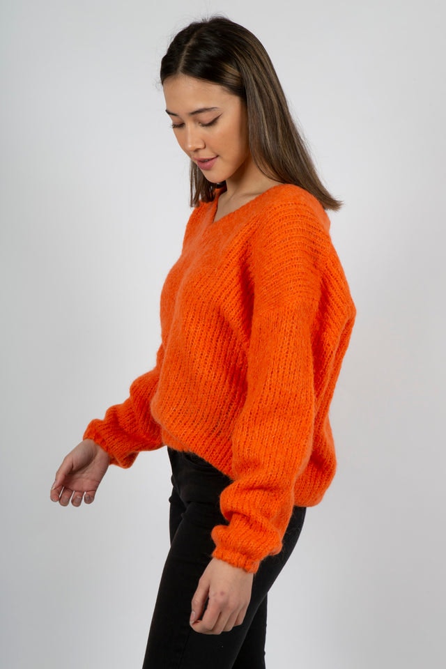 Cofo Fluffy Knit Blouse - Orange