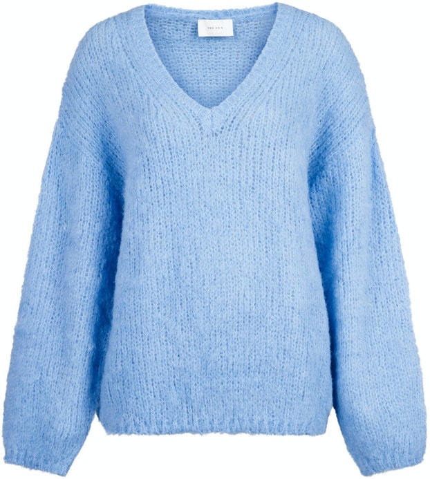 Cofo Fluffy Knit Blouse - Sky Blue
