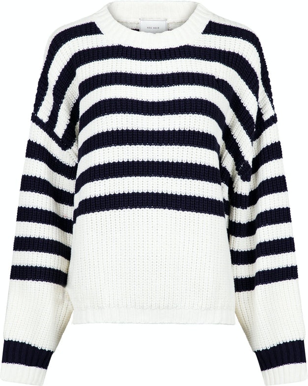 Dakota Stripe Knit Blouse - Navy