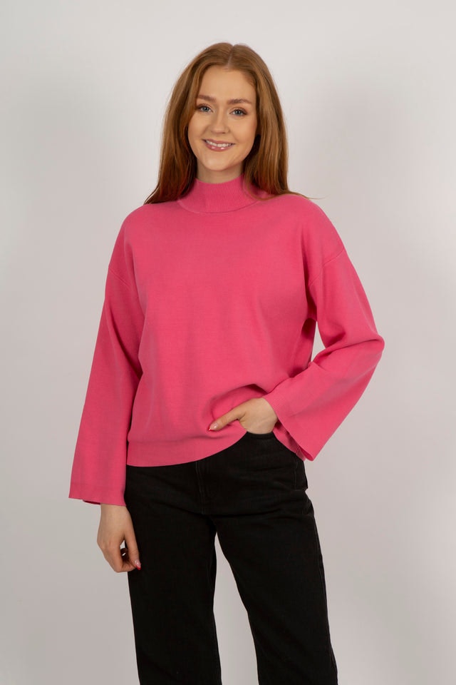 Ena Solid Knit Blouse - Berry