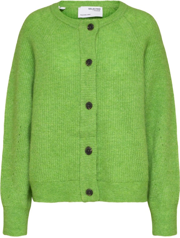 Lulu LS Knit Short Cardigan - Greenery Melange
