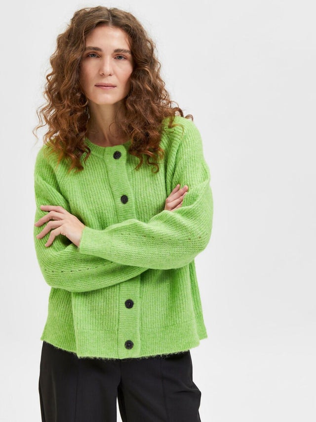 Lulu LS Knit Short Cardigan - Greenery Melange