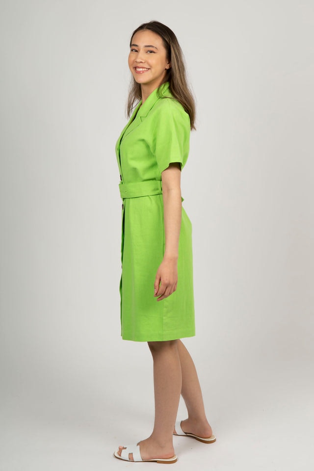 Malvina-Ida SS Short Dress - Greenery
