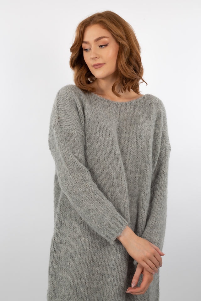 Kala Knit Dress - Light Grey Melange