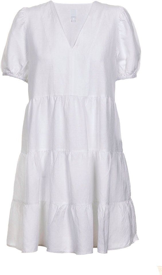 Linen V-Neck Dress - White