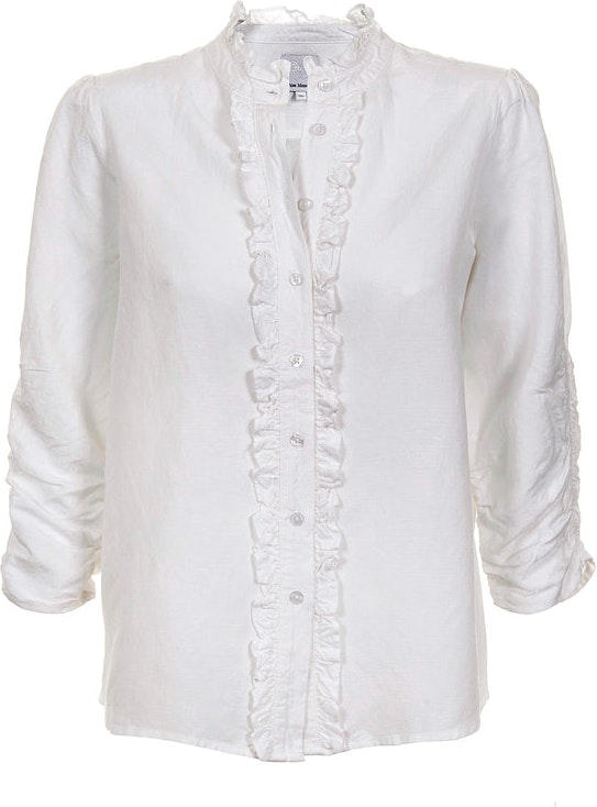 Linen Blouse with Ruffles - White