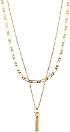 Molten Bar 2-Row Necklace - Pale Gold