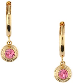 October Birthstone Huggie Hoop Earrings With Swarovski Crystals - Rose