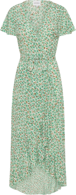Milly Wrap Dress Long - Light Green Flower