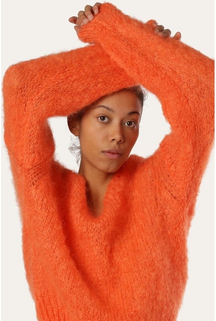 Milana Ls Mohair Knit - Burnt Orange