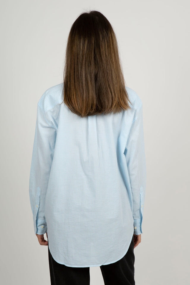 D1. Relaxed Gingham Shirt - Waterfall Blue